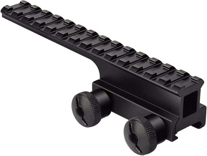 Fyland Riser Mount, Tactical High Profile Picatinny Weaver Rail Flat Top Mount Adaptor and Riser for Scopes and Optics, 1" H x 5.7" L, 14 Slots
